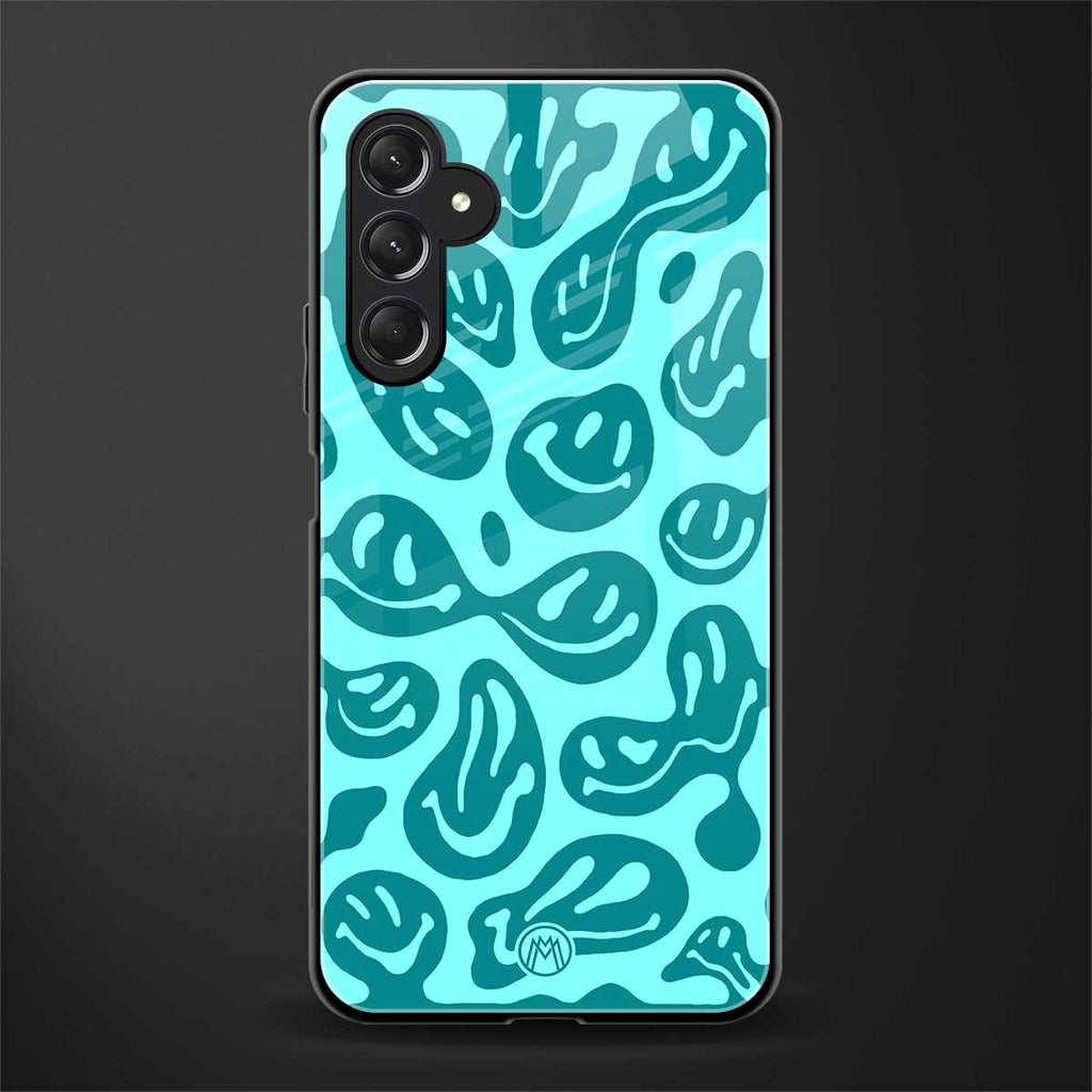 acid smiles turquoise edition back phone cover | glass case for samsun galaxy a24 4g