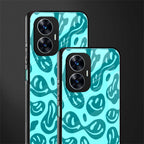 acid smiles turquoise edition back phone cover | glass case for realme c55