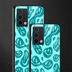 acid smiles turquoise edition back phone cover | glass case for oppo a74 4g
