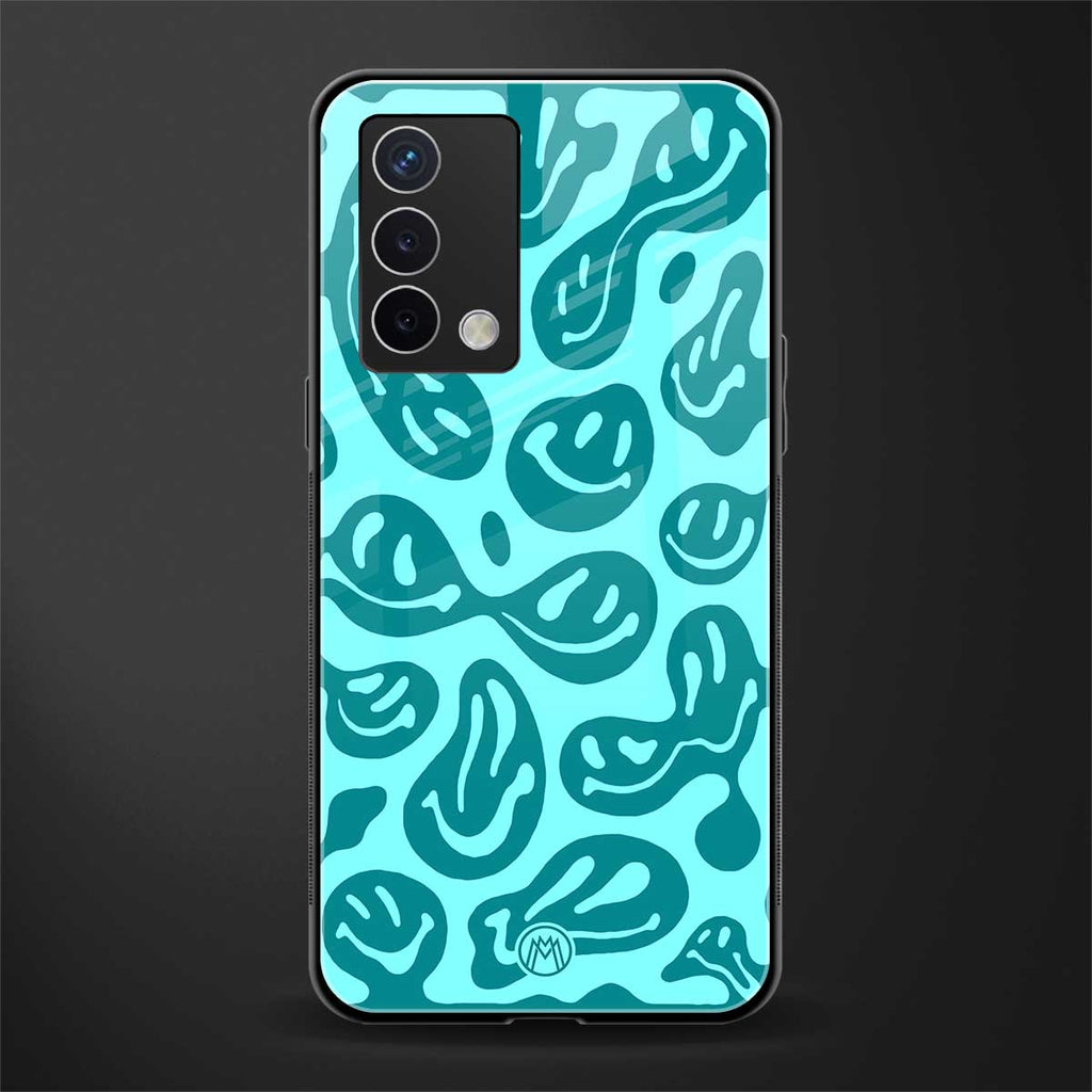 acid smiles turquoise edition back phone cover | glass case for oppo a74 4g