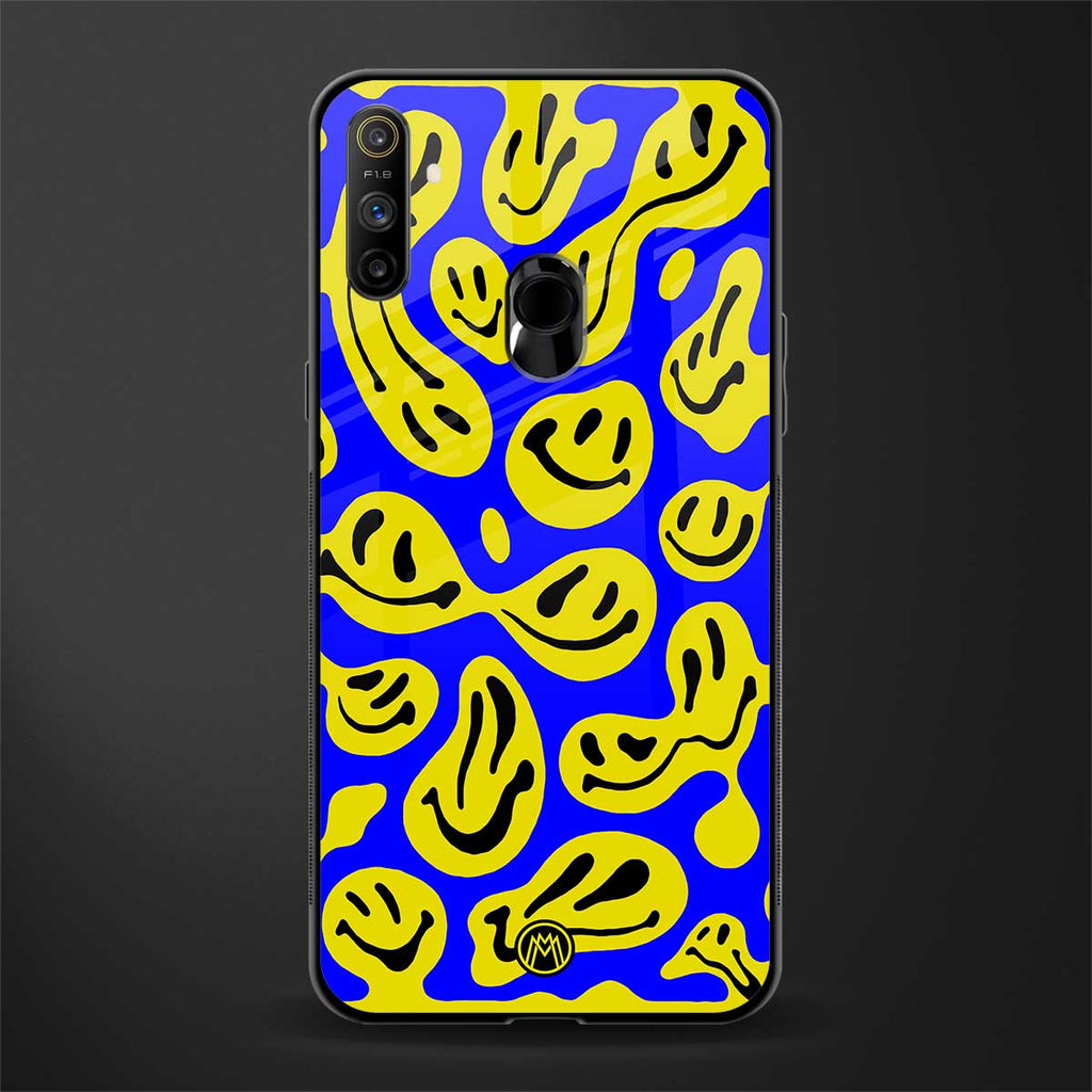 acid smiles yellow blue glass case for realme narzo 10a image