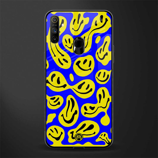 acid smiles yellow blue glass case for realme narzo 10a image