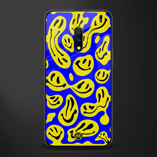 acid smiles yellow blue glass case for oppo k3 image