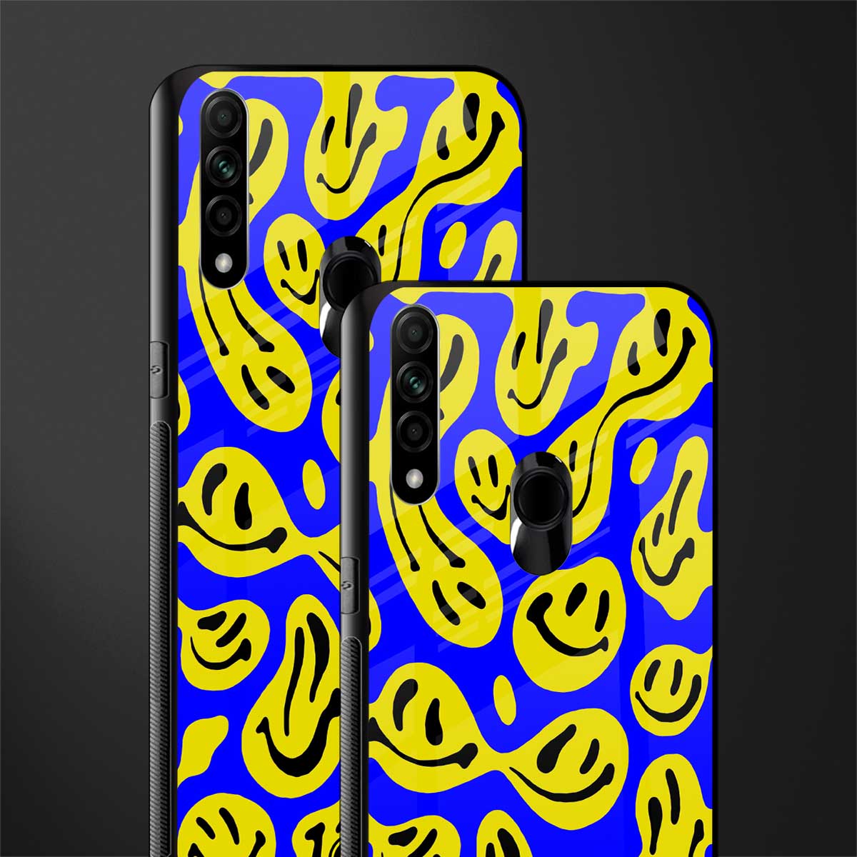 acid smiles yellow blue glass case for oppo a31 image-2