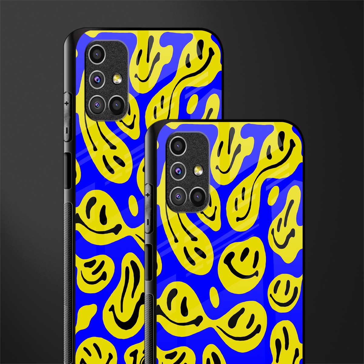 acid smiles yellow blue glass case for samsung galaxy m51 image-2