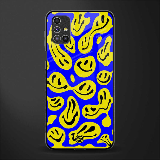 acid smiles yellow blue glass case for samsung galaxy m51 image