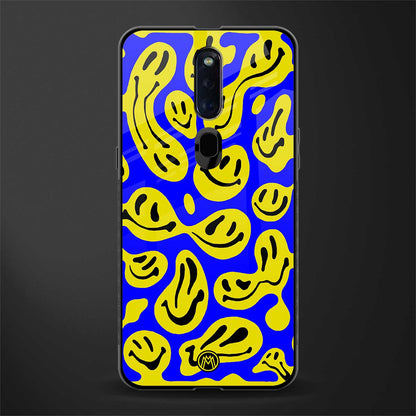 acid smiles yellow blue glass case for oppo f11 pro image