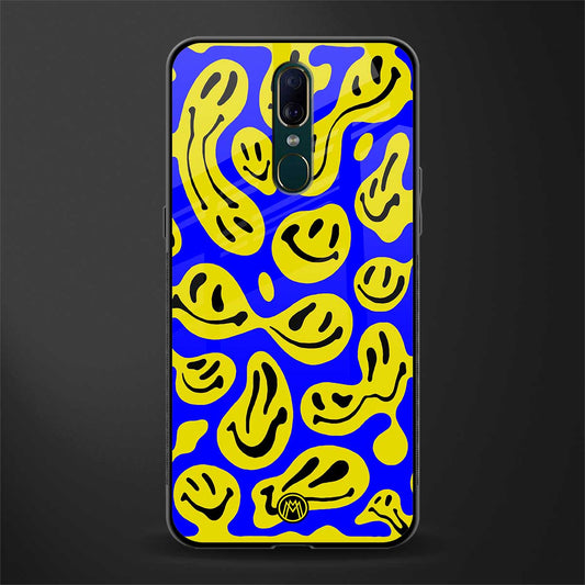 acid smiles yellow blue glass case for oppo a9 image