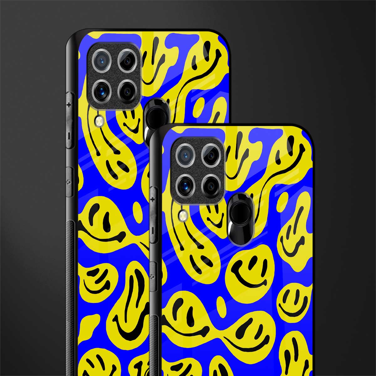 acid smiles yellow blue glass case for realme c15 image-2