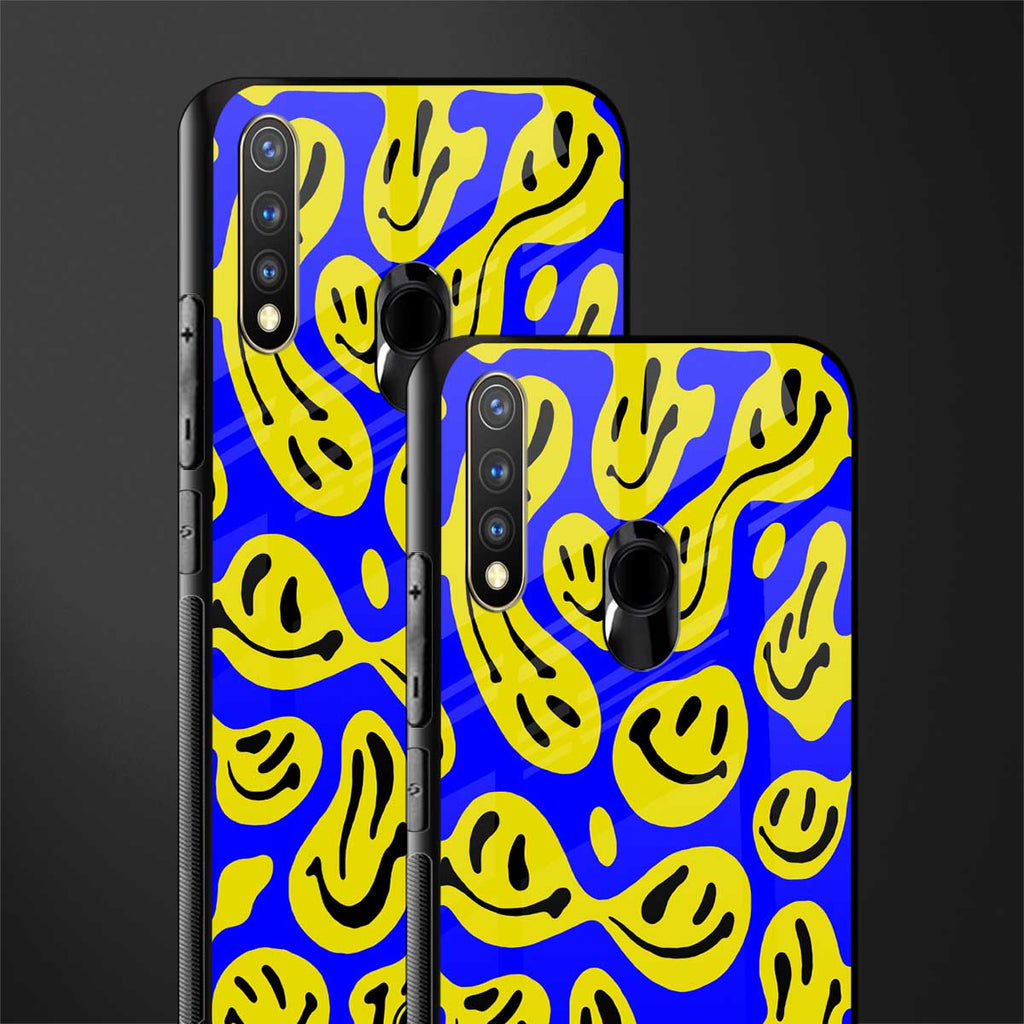 acid smiles yellow blue glass case for vivo y19 image-2