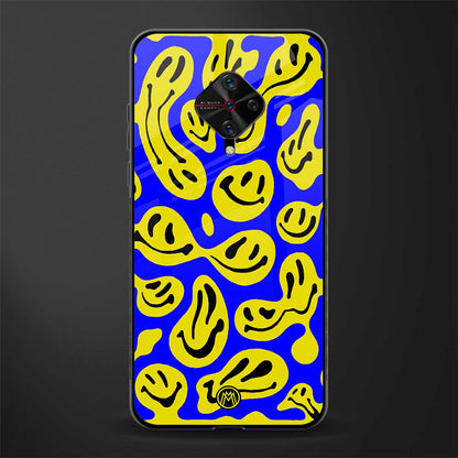 acid smiles yellow blue glass case for vivo s1 pro image