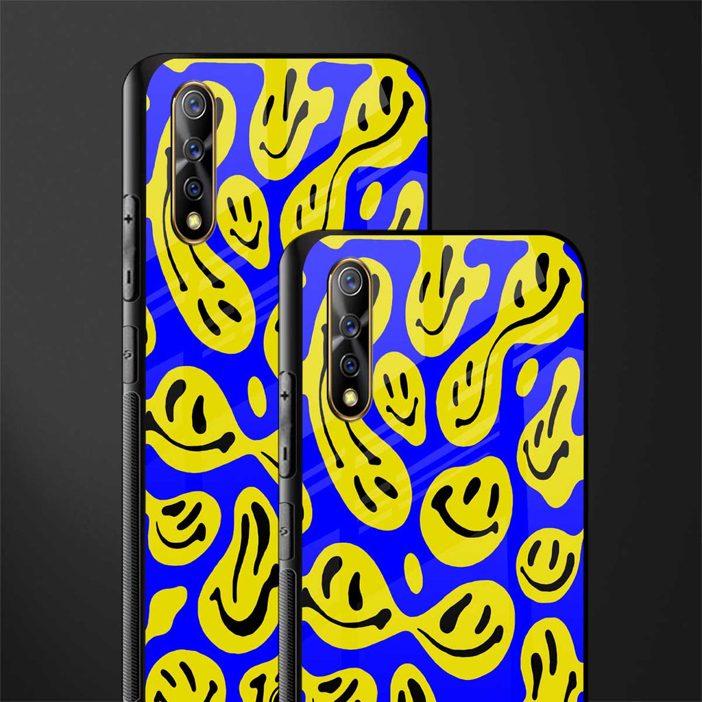 acid smiles yellow blue glass case for vivo z1x image-2