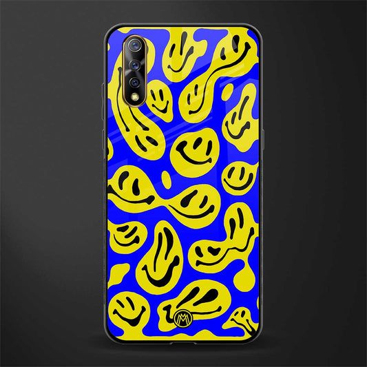 acid smiles yellow blue glass case for vivo s1 image
