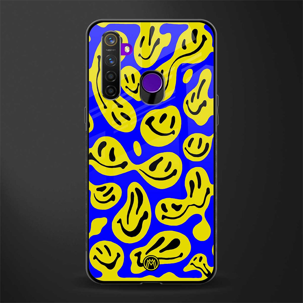 acid smiles yellow blue glass case for realme 5s image