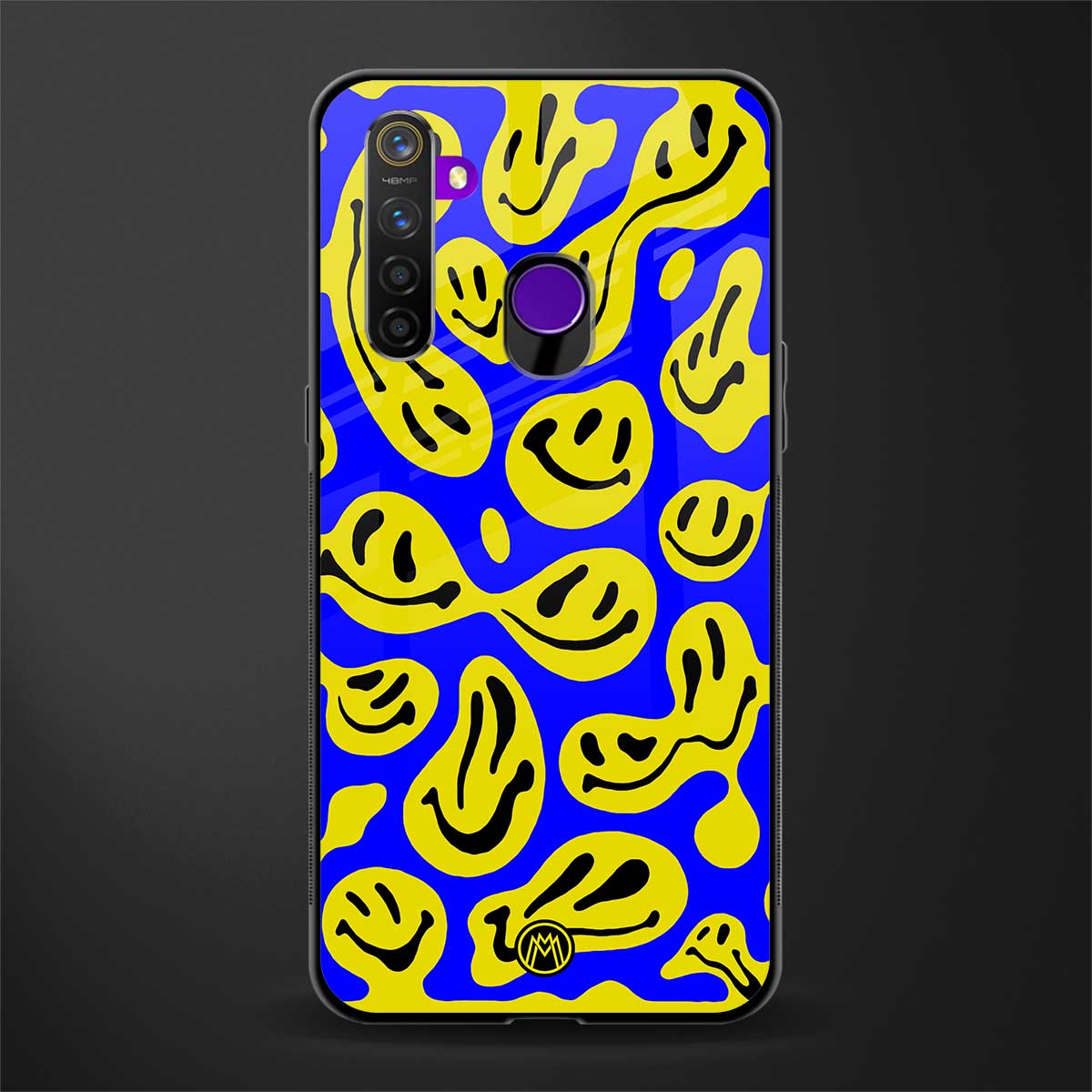 acid smiles yellow blue glass case for realme narzo 10 image