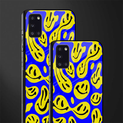 acid smiles yellow blue glass case for samsung galaxy a31 image-2