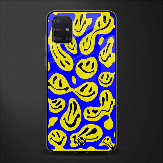 acid smiles yellow blue glass case for samsung galaxy a71 image