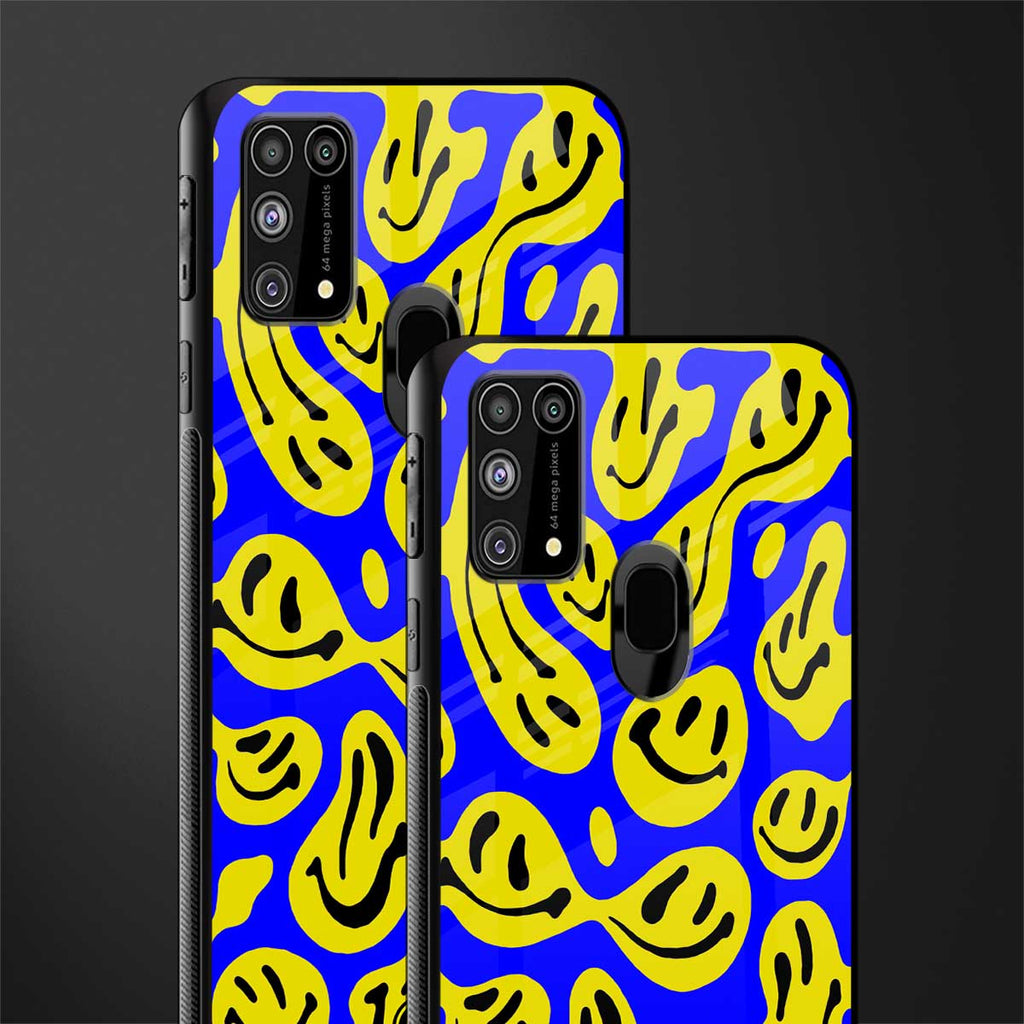 acid smiles yellow blue glass case for samsung galaxy m31 prime edition image-2