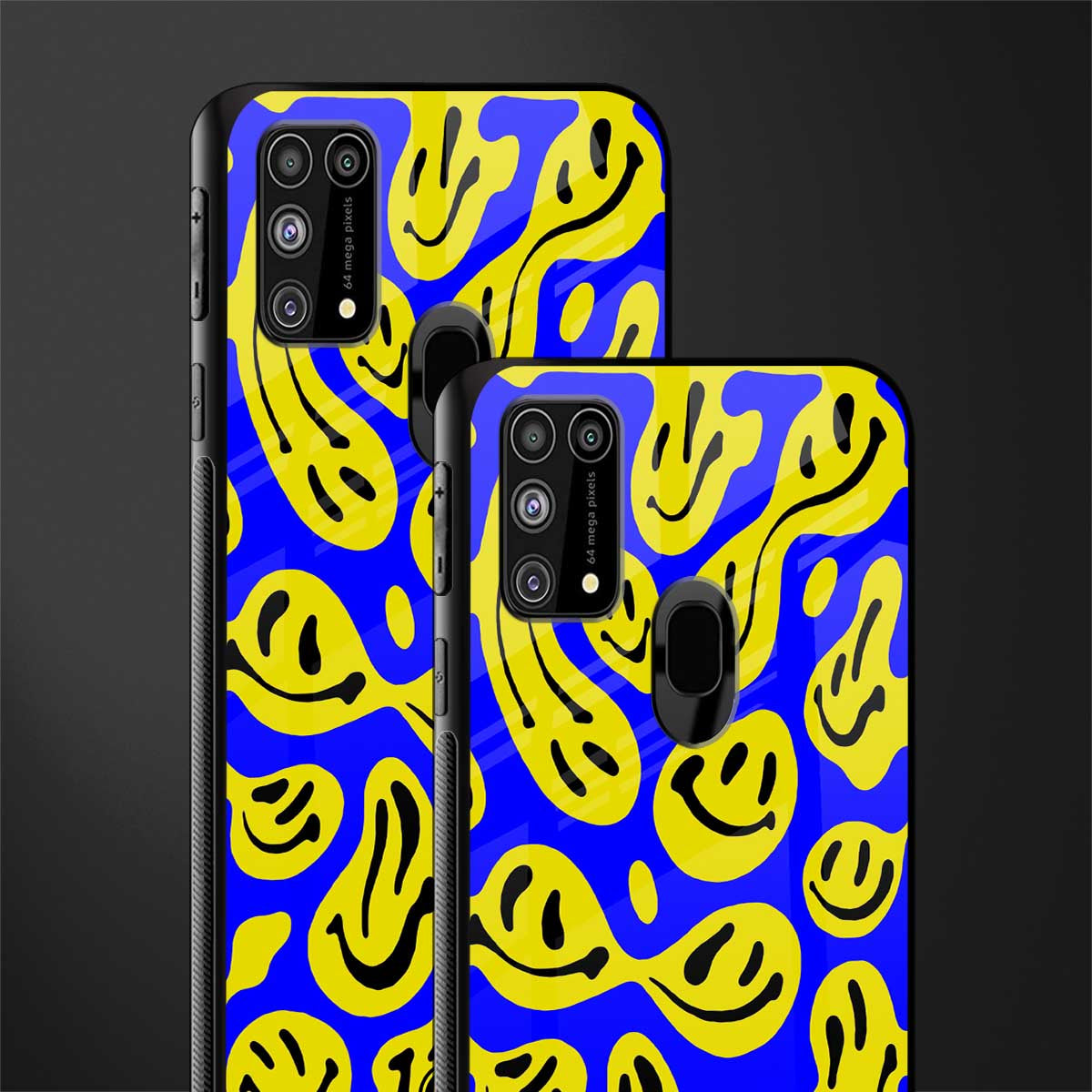 acid smiles yellow blue glass case for samsung galaxy m31 prime edition image-2