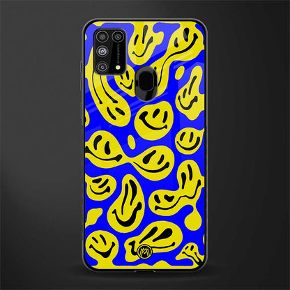 acid smiles yellow blue glass case for samsung galaxy m31 image