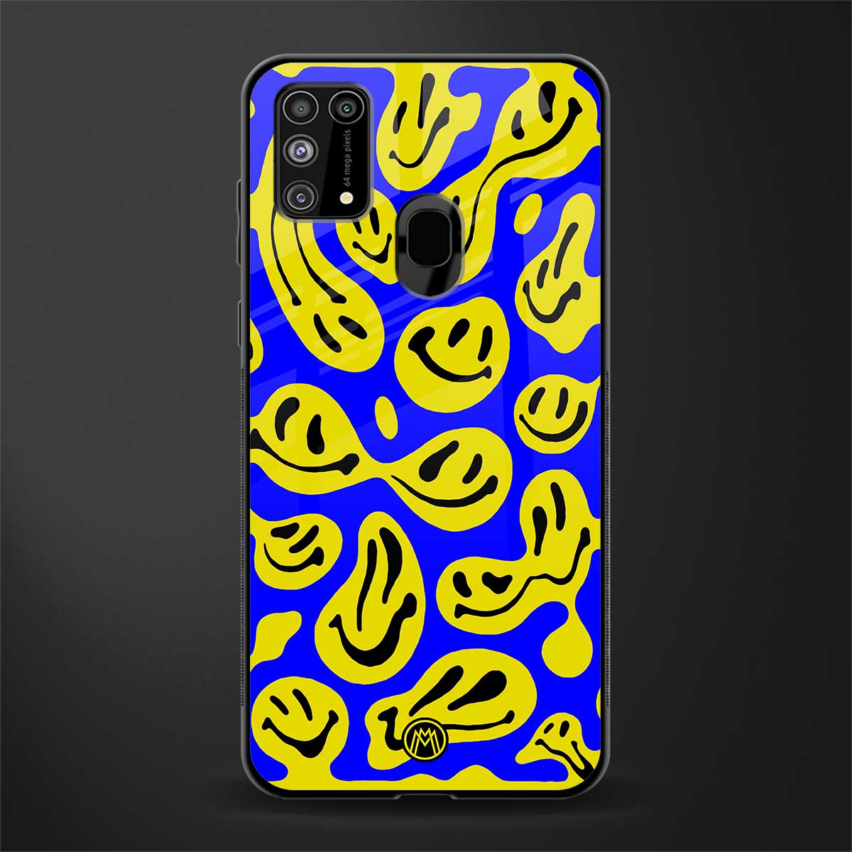 acid smiles yellow blue glass case for samsung galaxy m31 prime edition image