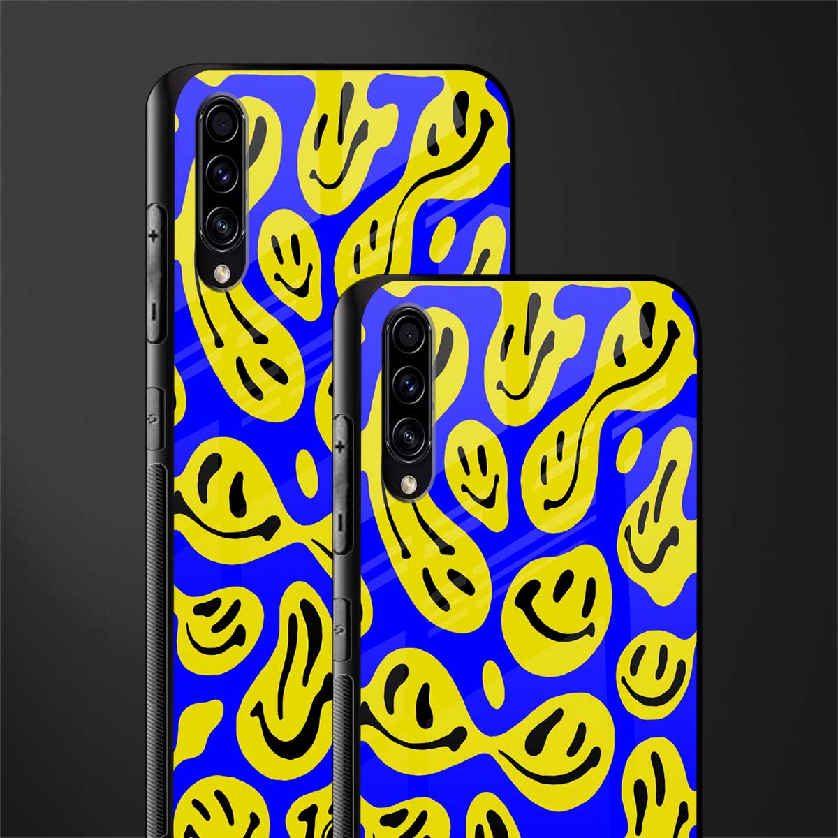 acid smiles yellow blue glass case for samsung galaxy a50 image-2