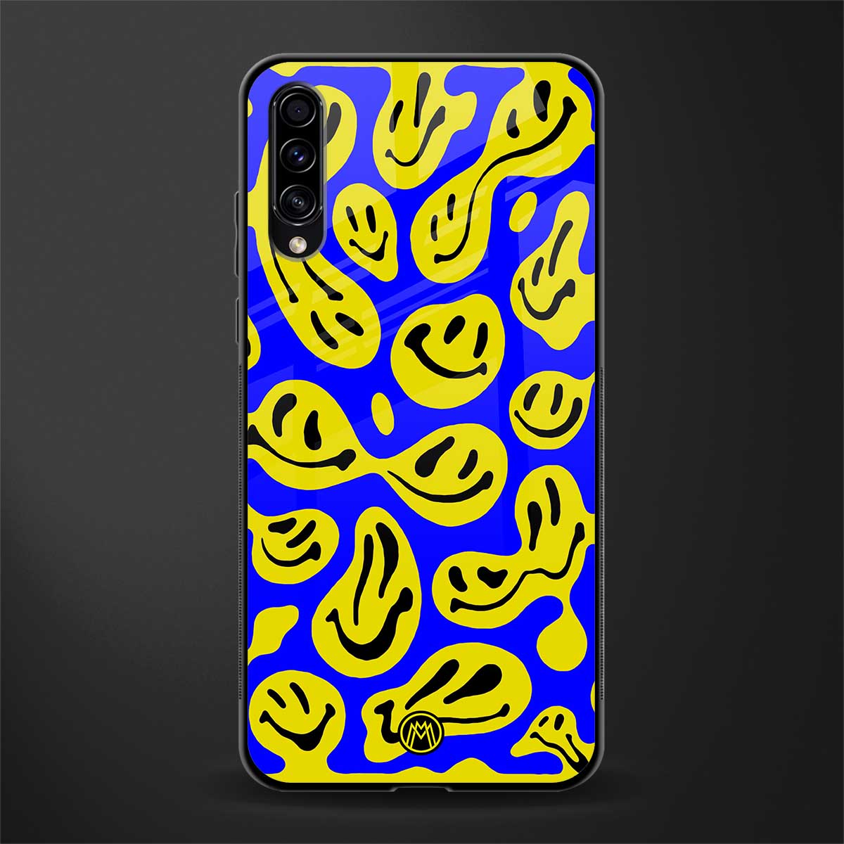 acid smiles yellow blue glass case for samsung galaxy a50s image