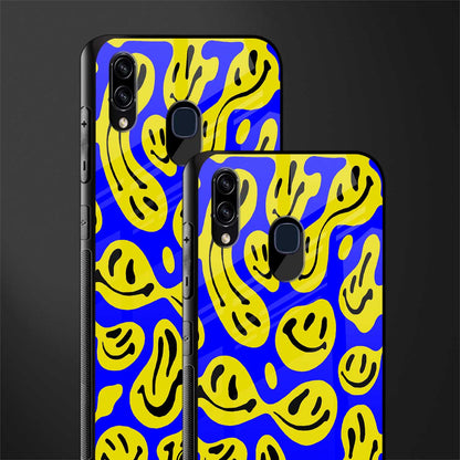 acid smiles yellow blue glass case for samsung galaxy a20 image-2