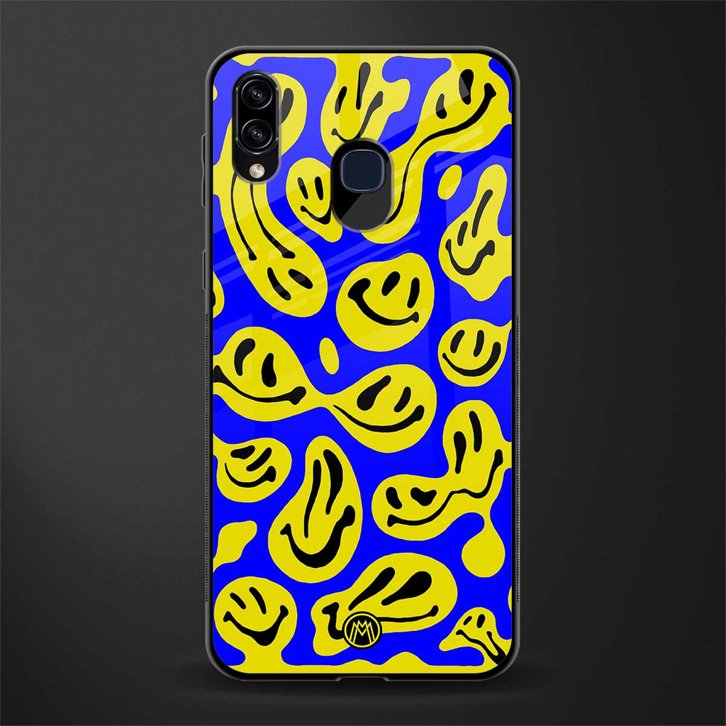 acid smiles yellow blue glass case for samsung galaxy m10s image