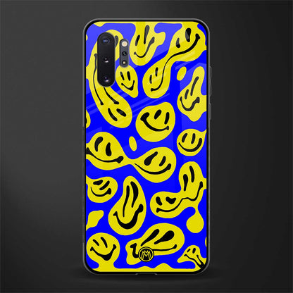 acid smiles yellow blue glass case for samsung galaxy note 10 plus image