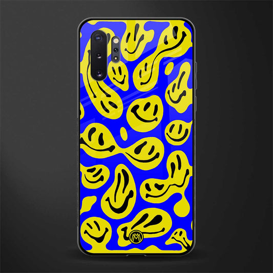 acid smiles yellow blue glass case for samsung galaxy note 10 plus image