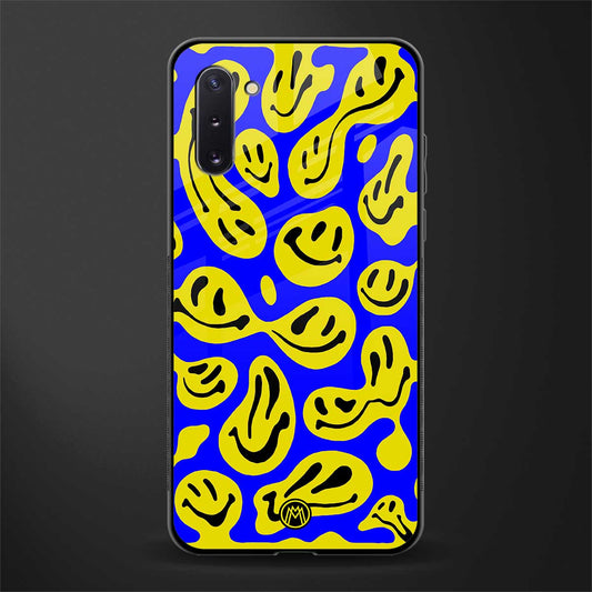 acid smiles yellow blue glass case for samsung galaxy note 10 image