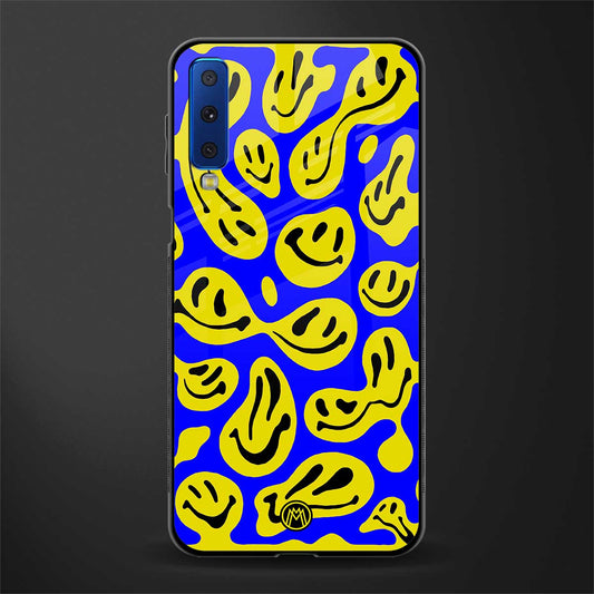 acid smiles yellow blue glass case for samsung galaxy a7 2018 image