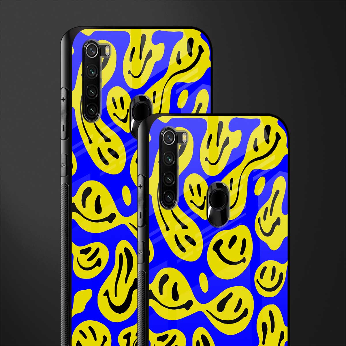 acid smiles yellow blue glass case for redmi note 8 image-2