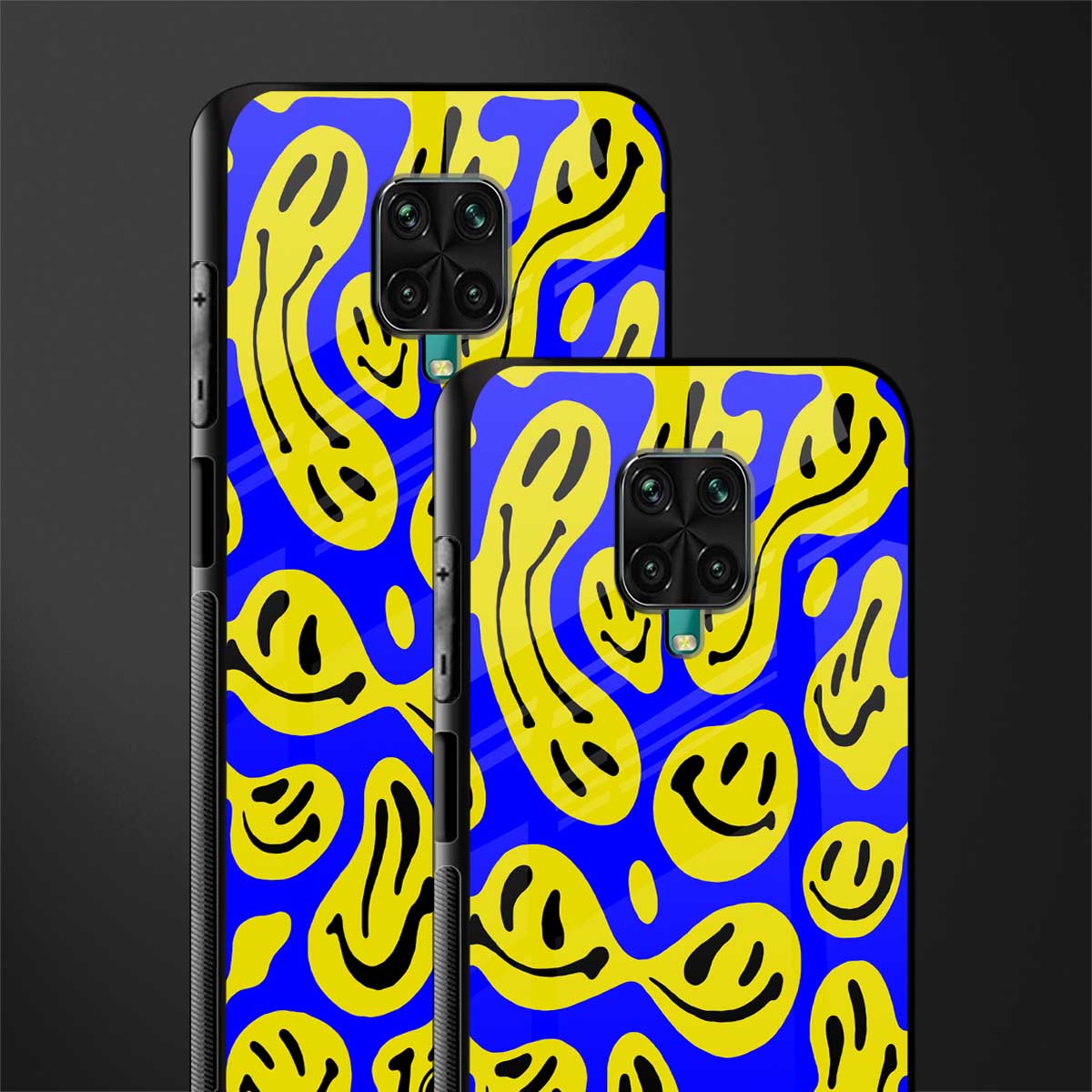 acid smiles yellow blue glass case for redmi note 9 pro max image-2