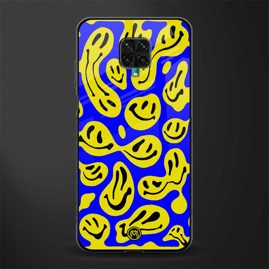 acid smiles yellow blue glass case for poco m2 pro image