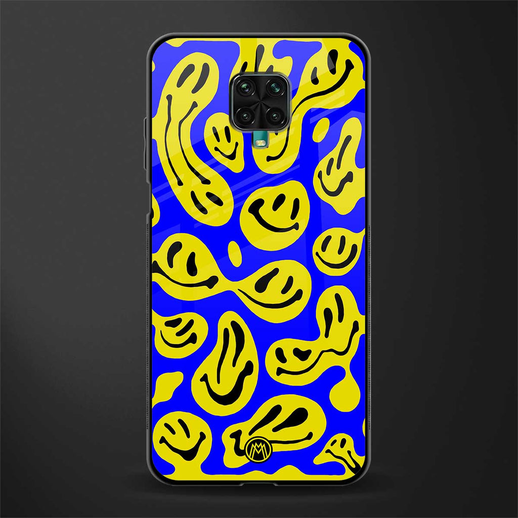 acid smiles yellow blue glass case for redmi note 9 pro image