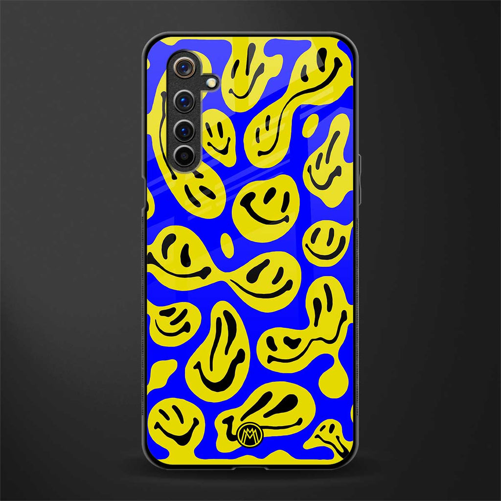 acid smiles yellow blue glass case for realme 6i image