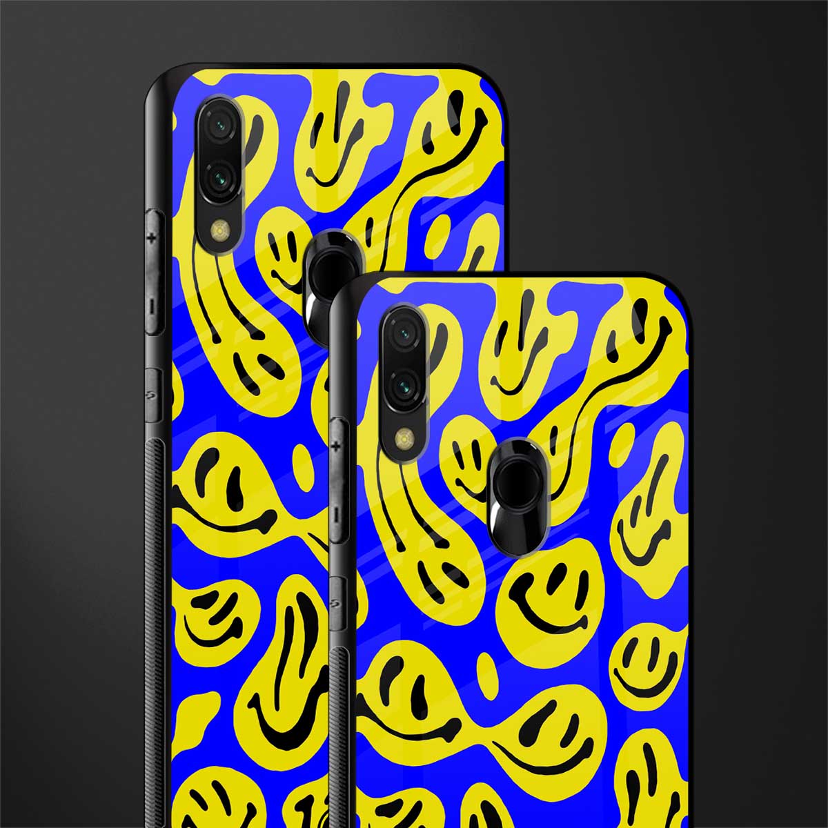 acid smiles yellow blue glass case for redmi note 7 pro image-2