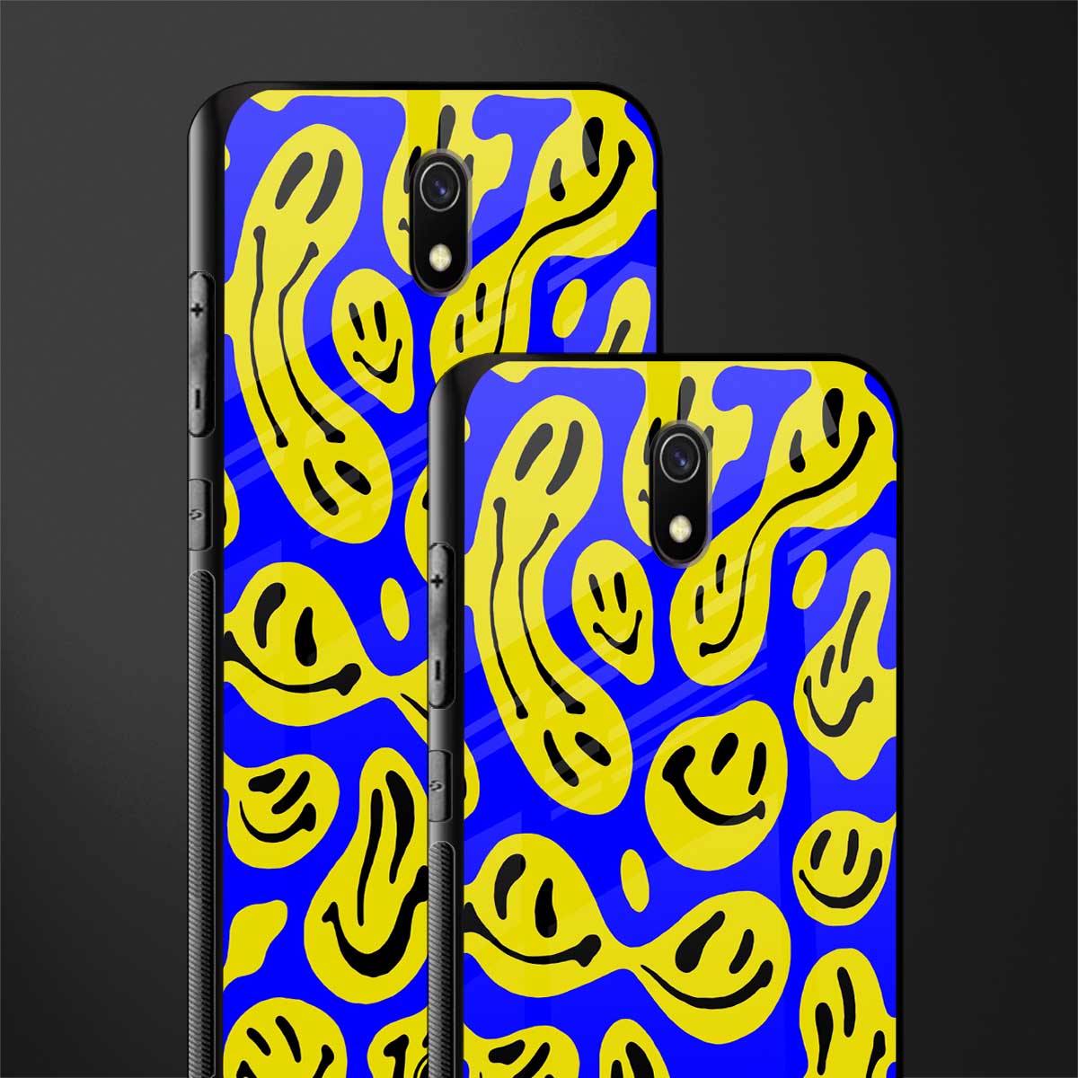 acid smiles yellow blue glass case for redmi 8a image-2