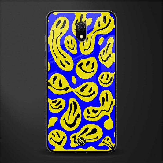 acid smiles yellow blue glass case for redmi 8a image