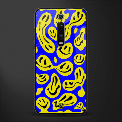 acid smiles yellow blue glass case for redmi k20 image