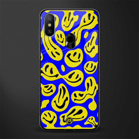 acid smiles yellow blue glass case for redmi 6 pro image