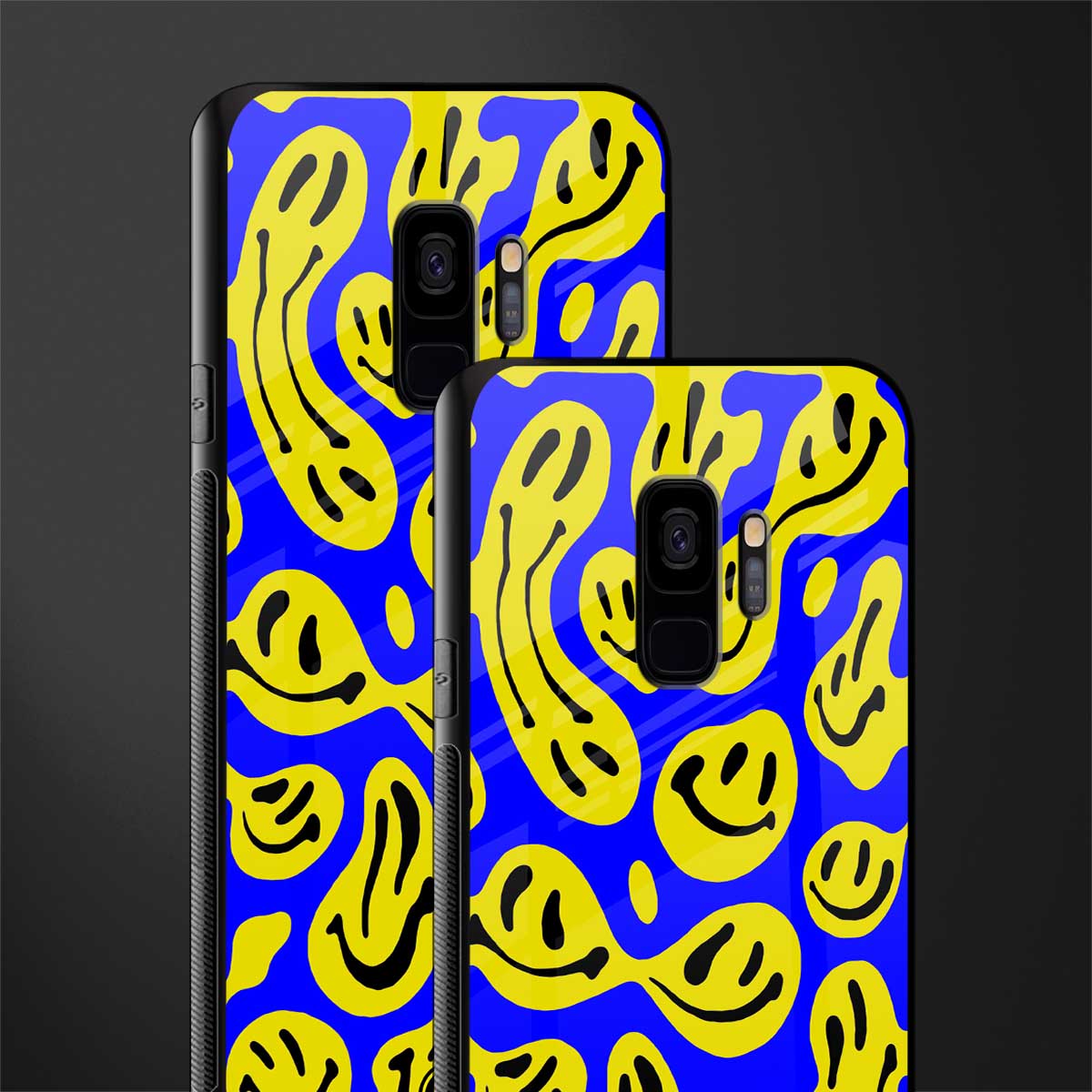 acid smiles yellow blue glass case for samsung galaxy s9 image-2