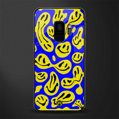 acid smiles yellow blue glass case for samsung galaxy s9 image