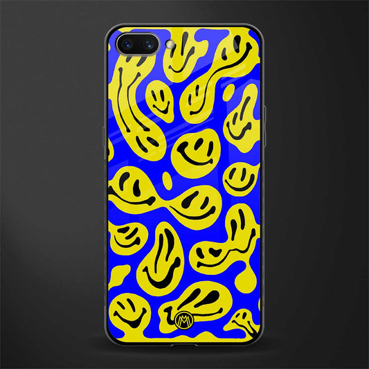 acid smiles yellow blue glass case for oppo a3s image