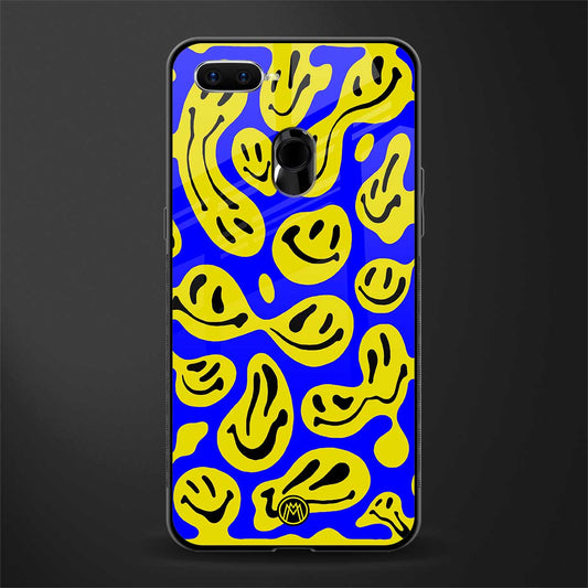 acid smiles yellow blue glass case for oppo f9f9 pro image