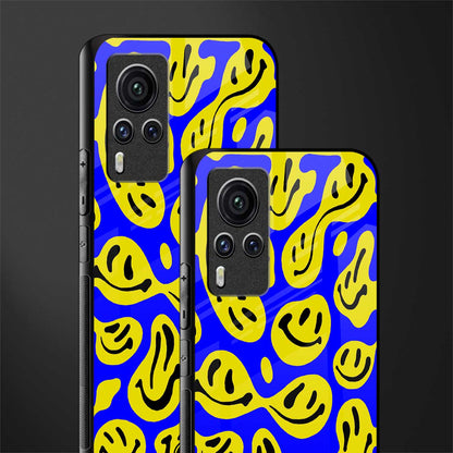 acid smiles yellow blue glass case for vivo x60 pro image-2