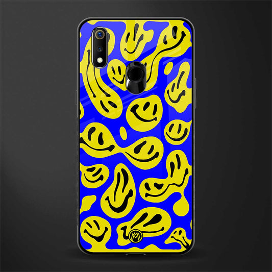 acid smiles yellow blue glass case for realme 3 image