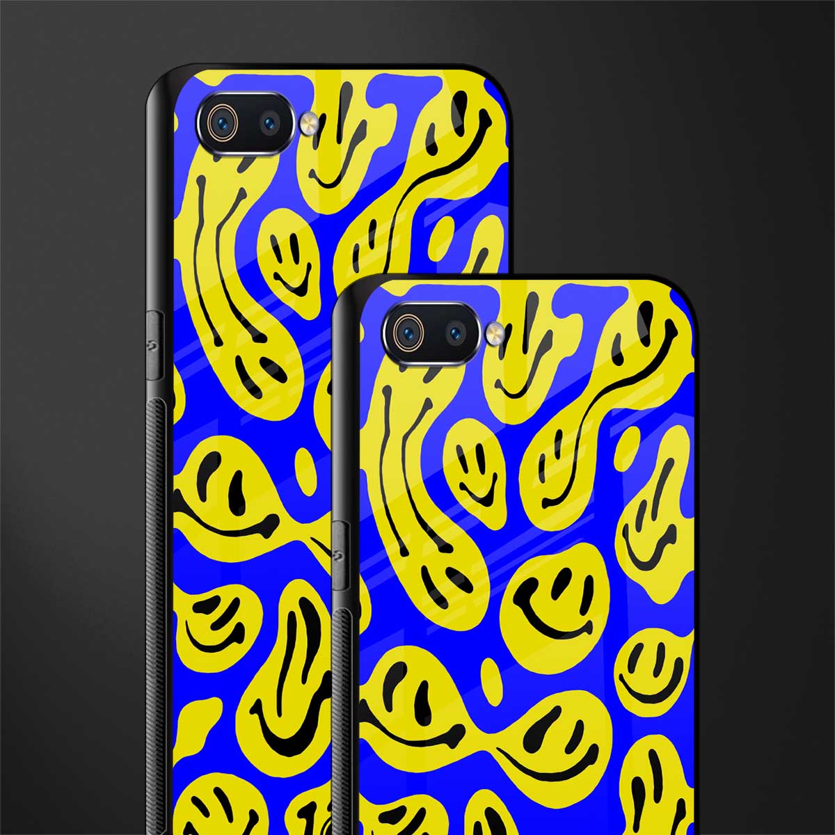 acid smiles yellow blue glass case for oppo a1k image-2